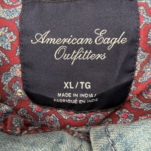 American Eagle Outfitters Womens Denim Shirt XL Light Wash Pearl Snap Western